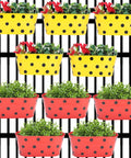 ecofynd Red and Yellow Oval Polka Railing Planter Set (Rust-Resistant Iron Boxes)